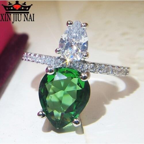 Hot Sale Eternal Crystal Jewelry 925 Sliver Wedding Ring Clear Fashion Eternity Rings For Women Jewelry Emerald Diamond Ring