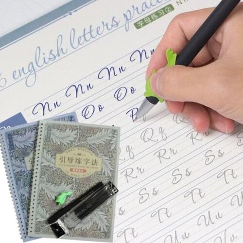 2 Books/Set Reusable Groove Calligraphy Alphabet Words Letters Practice Copybook Book Round Body English Practise Books