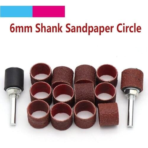 20pcs 6mm Shank Grinder Drum Sanding Sandpaper Circle Kit + 1pcs Rubber Drum Mandrel Sandpaper Circles Abrasive Tools