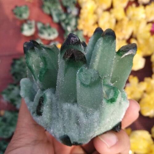 280g Celadonite Phantom in Quartz, Cluster, Madagascar. Harmony and Insights