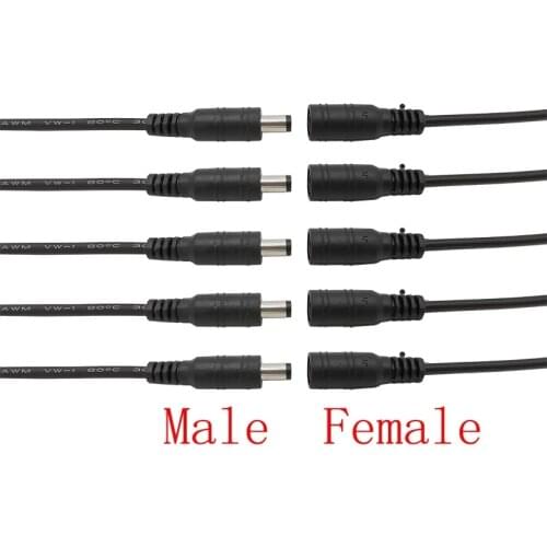 5/10 Pairs DC 5.5*2.1mm Plug Jack Socket Cable Adapter 5.5mm x 2.1mm DC Power Male or Female Pigtail Wire Connector