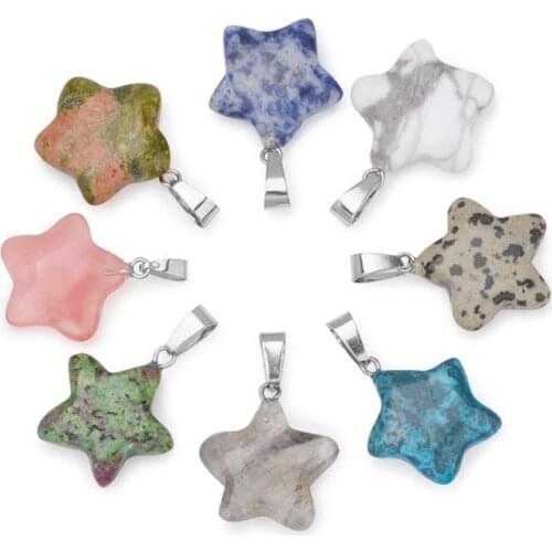 50pcs Star Pendants wit Tone Brass Finding DIY Jewelry Necklaces Crafts Supplies 22~23x20~24x5~7mm Hole:2x7mm