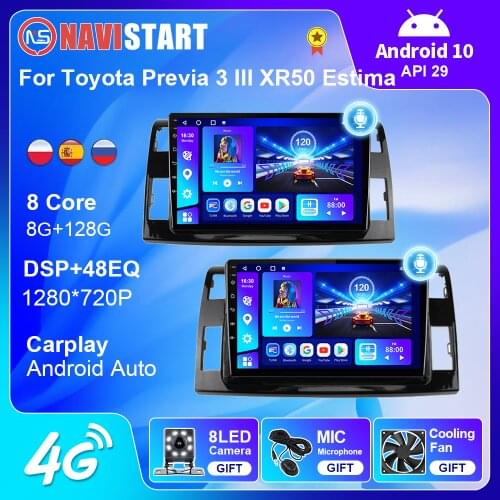 Android 10 For Toyota Previa 3 III XR50 Estima 2006-2019 Carplay Android Auto BT Car Radio Multimedia GPS Navigation DVD Player