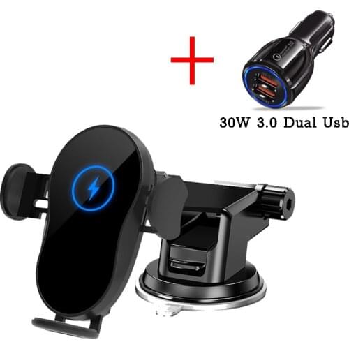 15W Smart sensor car phone holder wireless charger for iPhone 12 11 pro xr xs 8 8 plus with qc3.0 charger for huawei fast charge