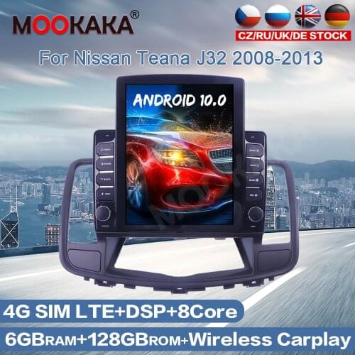 Tesla Style Android 10.0 6+128GB Car Multimedia Player GPS Navigation For Nissan Teana J32 2008 - 2013 Auto Radio Head Unit DSP