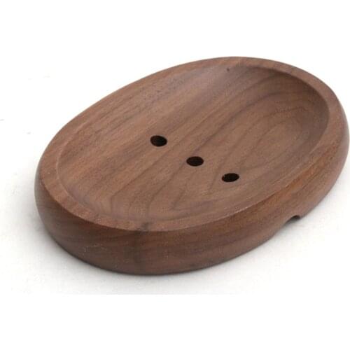 Bathroon Suppliers Black Walnut Household Wooden Soap Holder Bamboo Cleaning Shower Stand Wooden Handmade Wooden Bamboo Soap Box