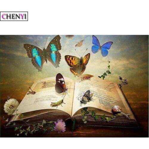 CHENYI DIY Diamond Embroidery Animal Butterfly Diamond Painting Cross Stitch Square Rhinestone Book Mosaic Art Decoration Home