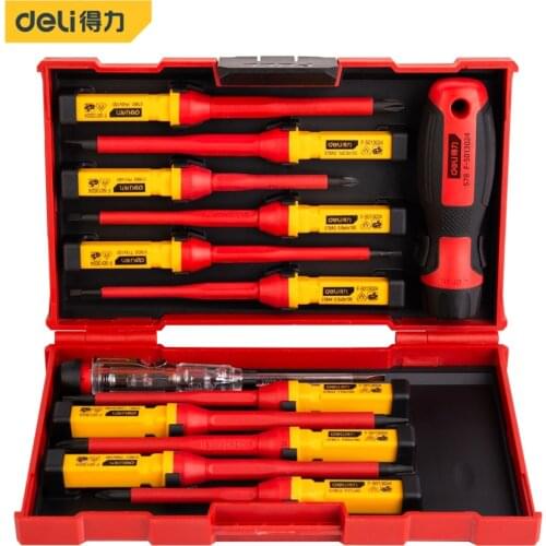 Deli 1/Set VDE Insulated Screwdriver Set CR-V High Voltage 1000V Magnetic Phillips Slotted Torx Screwdriver Electrican Hand Tool