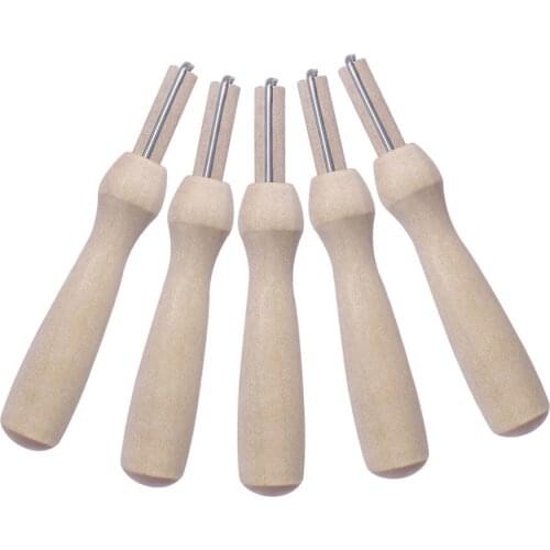 5pcs Wooden Handle Holder with Felting Needles DIY Craft Sewing Needlework Felt Hand Needles Tool