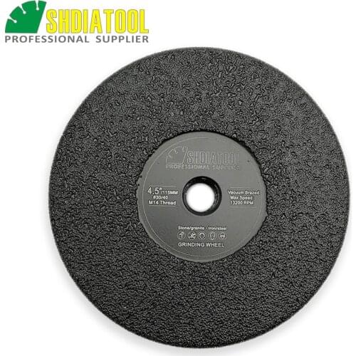 SHDIATOOL 1pc Dia 4.5" M14 Thread Vacuum Brazed Diamond Flat Grinding Wheel 115mm Shaping Beveling Disc Granite Marble Grinder
