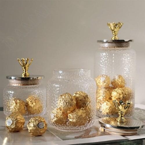 European Glass with Lid Storage Jar Animal Decoration Candy Jars Transparent Cereal Dispenser Home Decoration Modern Ornaments