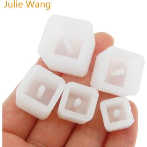 Julie Wang 5PCS 8-16mm Transparent Square Silicone Molds DIY Epoxy Beads Handmade Casting Mould Bead Jewelry Making Tool