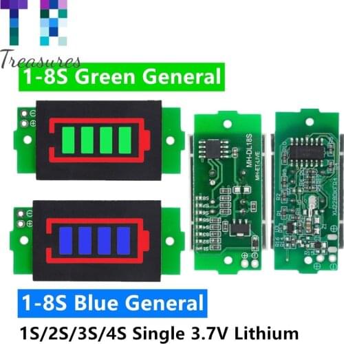1S 2S 3S 4S Single 3.7V Lithium Battery Capacity Indicator 4.2V Blue Display Electric Vehicle Battery Power Tester Li-ion LED 3V