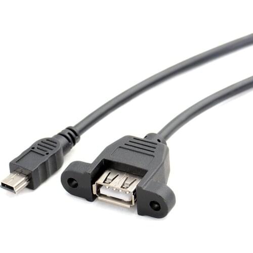 50cm USB2.0 A female to mini 5pin male DIY fixed panel data charging cable