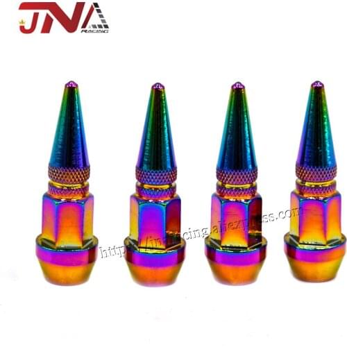 Neo Chrome 4PCS Car Tyre Valve Caps Universal Modificate Accessories Rainbow Tires Stem Cover Caps