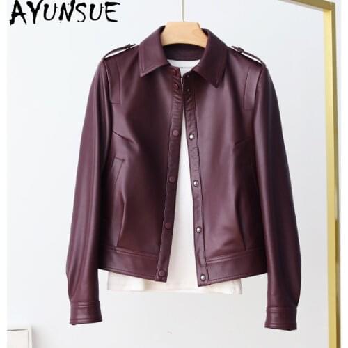 AYUNSUE Genuine Leather Jacket Women Natural Sheepskin Coat Female Casual Coats Spring Autumn Fashion 2021 Chaquetas De Mujer 46