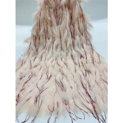 2020 hot sale exquisite feather tassel embroidery fashion dress top design fabric 2 yards