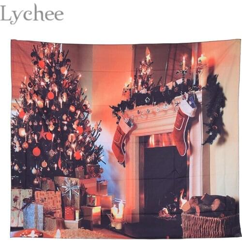 Lychee Life 1 pcs Christmas Theme Tapestry Wall Hanging Decorative Tapestry Home Living Room Decoration