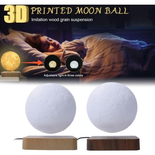 3D Magnetic Suspension Moon Night Light Floating Rotating Creative Lamp Wooden Base Unique Gifts Home Decoration Holiday Lights