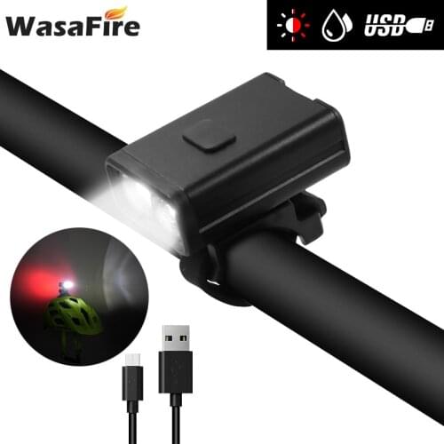 Mini 2*T6 LED Bike Light Bicycle Front Tail Light USB Rechargeable Helmet Lamp 8 Modes MTB Cycling Warning Headlight Taillight