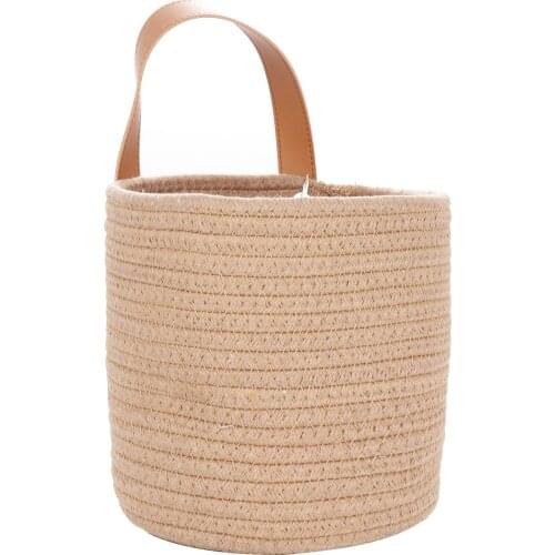 Wall Hanging Storage Baskets Hand Made Simulation Cotton Imitation Rattan Home Decoration Flower Pot Rope Planter