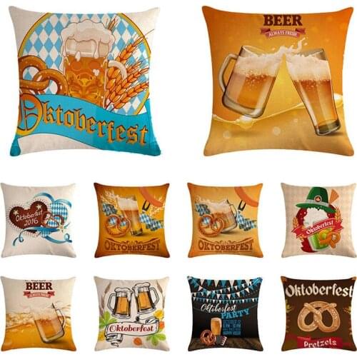 18"x18" Retro Beer Pillow Cover Home Decor Cushion Cover Linen Cotton Throw Pillows Wedding Party Decoration Gifts ZY1170