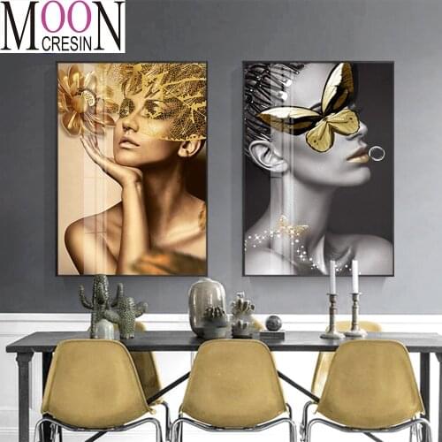 New hot diy diamond painting"Woman butterfly Lips Gold girl"diamond embroidery full square drills 3d mosaic puzzle 5d painting