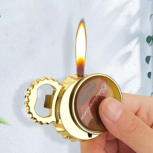 2021 New Multifunctional Beer Bottle Opener Gas Lighter Metal Funny Open Flame Unusual Lighters Creative Cool Gadgets for Men