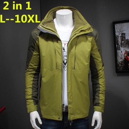 Plus 10XL 8XL 6XL Brand Clothing New Style Winter Dress Men Windbreaker Jackets and Coats 3 in 1 Liner and Hat Detachable