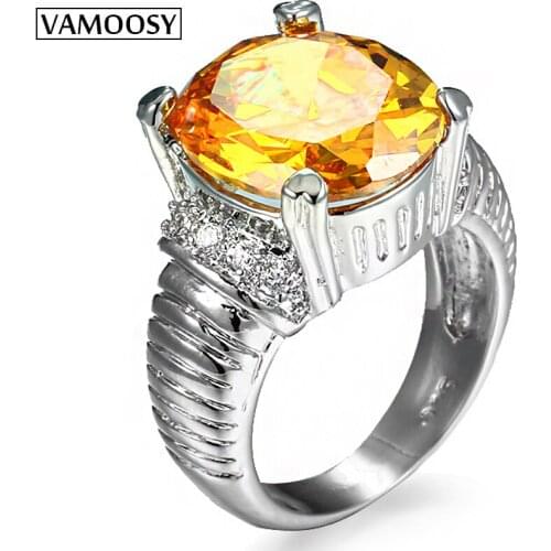 Engagement rings for women Wedding Ring Eternal Yellow CZ Austrian Crystal 2018 new Fashion Rings Party Jewelry Female gifts
