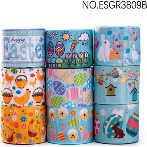 Easter Day Eggs Cartoon Grosgrain Ribbon Heat Transfer Print 5yards 1‘’1.5‘’3‘’ DIY Gifts Holiday Decorations Materials