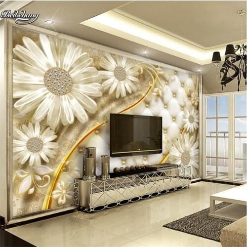 Beibehang Luxury and transparent flowers luxury jewelry background wall custom large fresco nonwovens environmental wallpaper