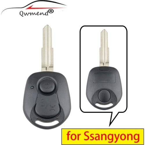 QWMEND for Ssangyong Car Key Shell 2 Buttons Original Key Case for Ssangyong Actyon Kyron Rexton HYN10 Blade
