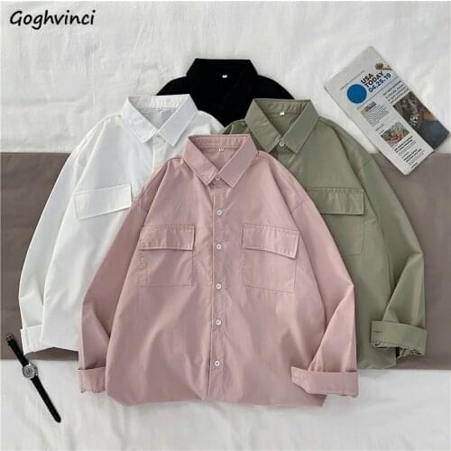 Shirts Women Korean Fashion Ladies Tops Casual Chic Loose Harajuku Office Lady Retro Sweet Streetwear Simple Single-breasted