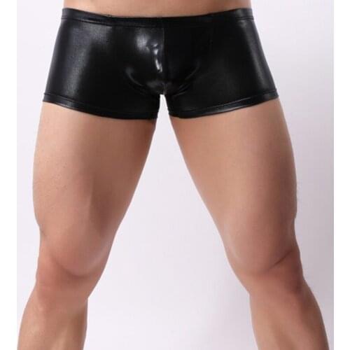 Sexy Costumes Male Faux Leather Erotic Lingerie Men Shorts Tight Latex Underwear Clubwear Wetlook Pu Fetish Pants men PVC Shorts