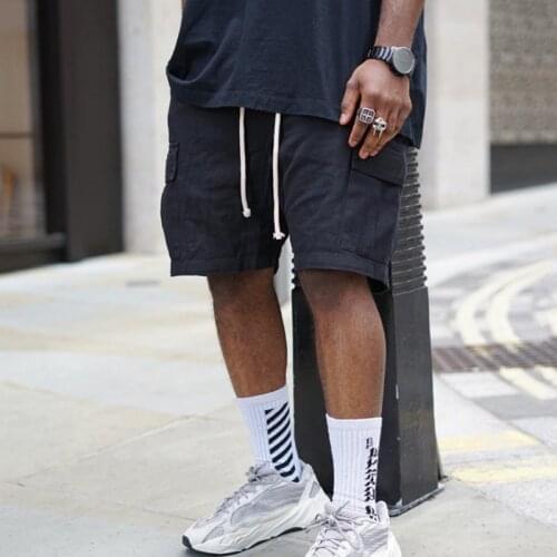 Shorts Men Streetwear Multi Pockets Cargo Short Pants Cotton Running Sweatpants Hip Hop Harajuku Kanye Casual Male Short