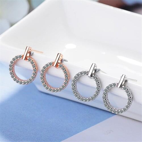 SHQIYAYI Fashion 925 Sterling Silver Zirconia Stud Earrings For Women Christmas Gift Korea Trendy Casual Jewelry 506
