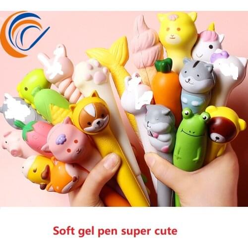 Cute Decompression Pen Pinch Music Gel Pen 1 Pc Student School Supplies Cartoon Creative Stationery Soft Decompression Pen