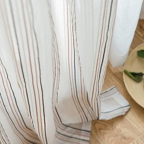 Modern Striped Tulle Curtains for Bedroom Window Sheer for Living Room Voile Fabrics Curtain for Kitchen Ceiling Decoration 1PC