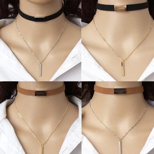 SUMENG 2020 New Black Velvet Choker Necklace Gold Chain Bar Chokers Necklace For Women collares