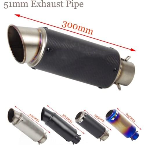 Carbon Fiber Stainless steel Silencer Exhaust System Silp On 51mm 61mm Muffler Vent Pipe Motorcycle Universail