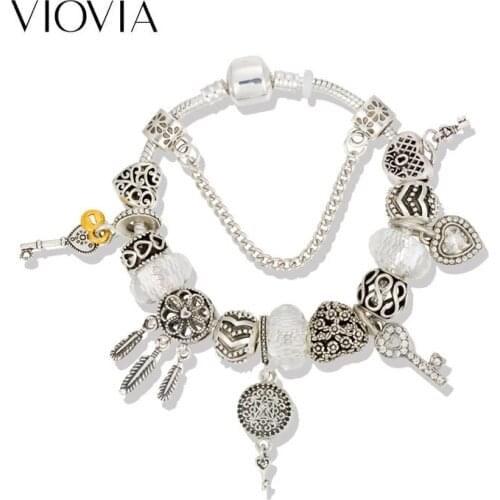 VIOVIA Beads for Jewelry Making With Key for Jewelry Bracciali Donna for Women Original Bracelet Accessories for Jewelry B19080