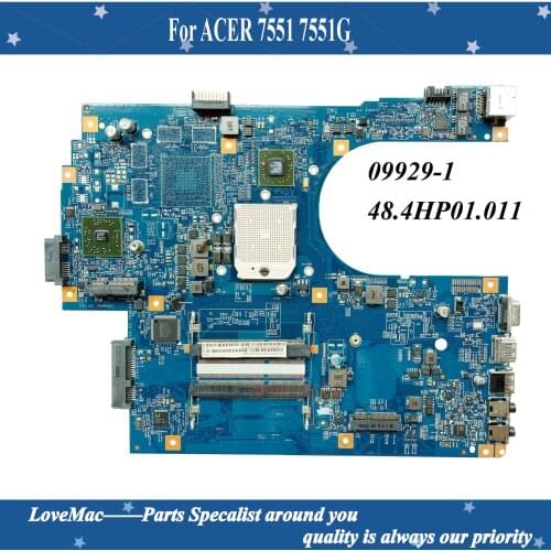 High quality For ACER 7551 7551G Motherboard JE70-DN MB 09929-1 48.4HP01.011 MBPT901001