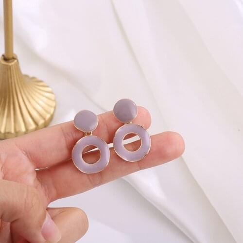 South Korea Dongdaemun Jewelry Classic Retro Earrings Personality Purple Circle Ring Ear Stud Temperament Simple Earrings