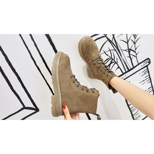 Womens shoes Martin boots British style all kinds of short boots womens four seasons single boots thick heels shoebx