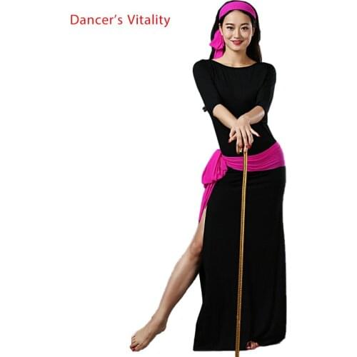 Belly Dance Robe Modal Dress Half Sleeves Performance Clothing Female Adult Elegant Long Skirt Competition Practice Clothes