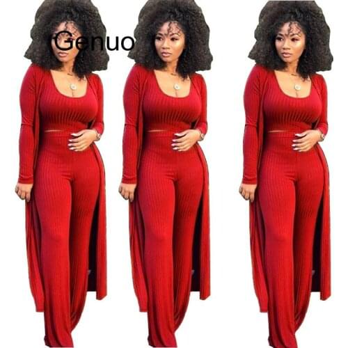 Women Knitted Long Sleeve Cardigan Coat Loose Wide Leg Pants Crop Top 3 Piece Set For Female Women Autumn Winter Womens Suits