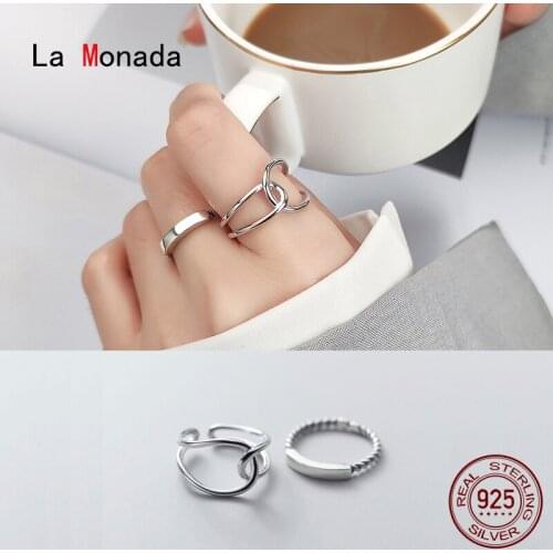 La Monada Layers Twist Cross Finger Rings For Women 925 Silver Jewelry For Women Rings Adjustable Silver Ring 925 Women Korean