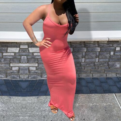 2021 Green Fashion Backless Sexy Maxi Dresses For Women Skinny Sleeveless Cut Out Simple Style Chic Club Party Vestidos Summer