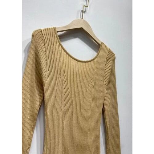 2021 Spring and Summer New Metal Chain Halter Mid-length Knitted Dress A-line Dress